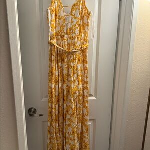Papaya Yellow Floral Dress